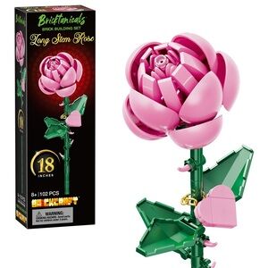 Bricktanicals Brick Building Long Stem Rose Set